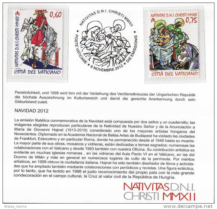 NUOVO - VATICANO - 2012 - Natale - 0,60 € + 0,75 € • Natività - Di G.Hajnal - Custodia - NO CD - Cover - Unused Stamps