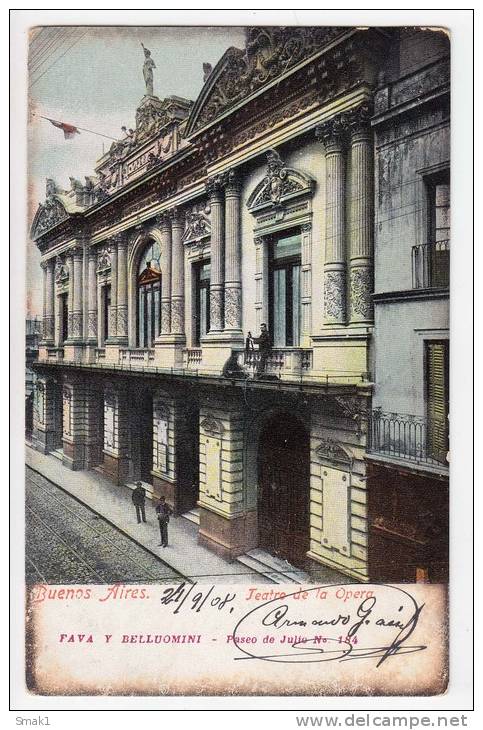 AMERICA ARGENTINA BUENOS AIRES THE OPERA HOUSE Nr. 184 OLD POSTCARD 1908. - Argentina