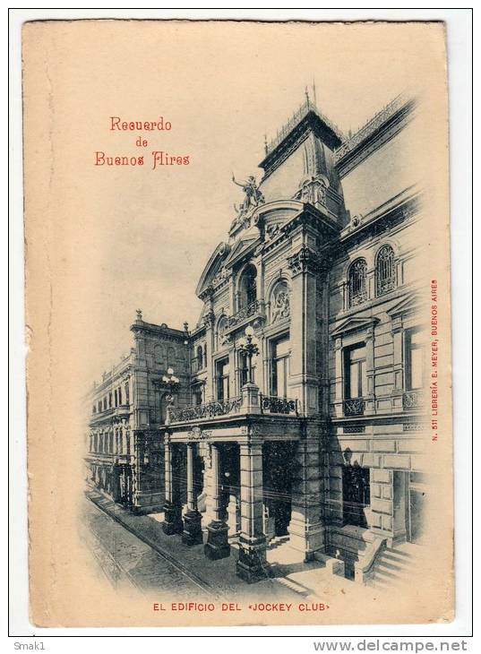 AMERICA ARGENTINA BUENOS AIRES THE JOCKEY CLUB BUILDING FOLDED OLD POSTCARD - Argentina