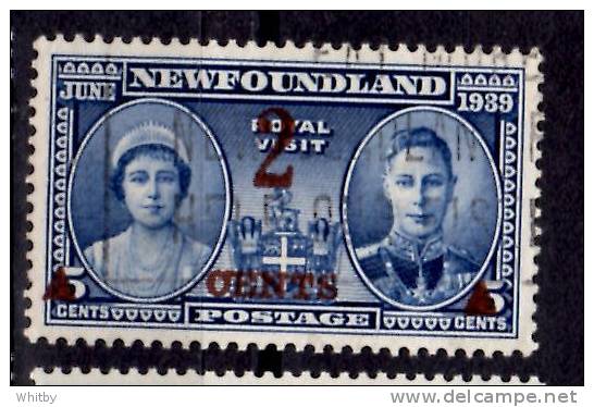 Newfoundland 1939 2 Cent Royal Visit Overprint Issue #250 - 1908-1947