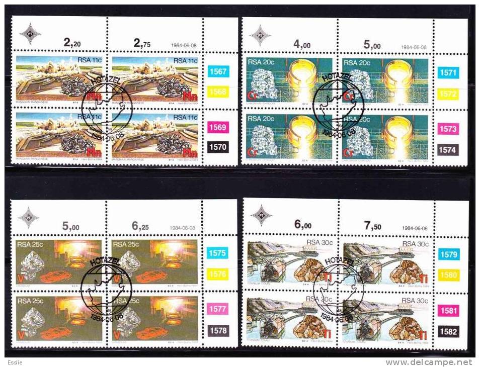 South Africa - 1984 - Strategic Minerals - Set Control Blocks CTO - Manganese, Chromium, Vanadium, Titanium - Ungebraucht