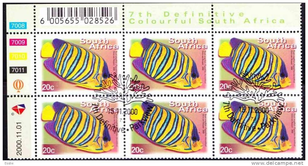 South Africa RSA - 7th Definitive 20c Control Block CTO Dated 2000/11/01 Fish - Nuevos