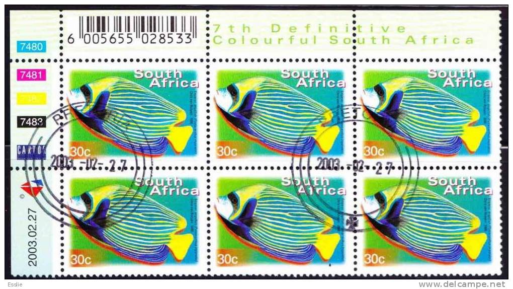 South Africa RSA - 7th Definitive 30c Control Block CTO Dated 2003/02/27 Fish - Nuevos