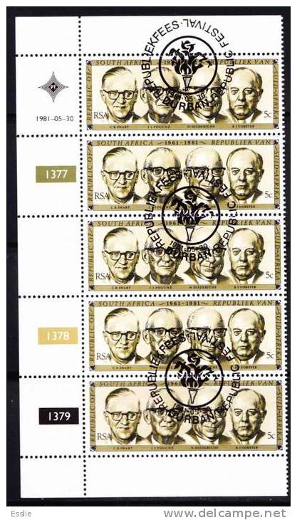 South Africa RSA - 1981 - Republic Festival, Former Presidents - Control Block CTO - Used Stamps