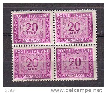 Y6384 - ITALIA TASSE Ss N°106 - ITALIE TAXE Yv N°74 ** Quartina Bloc - Taxe