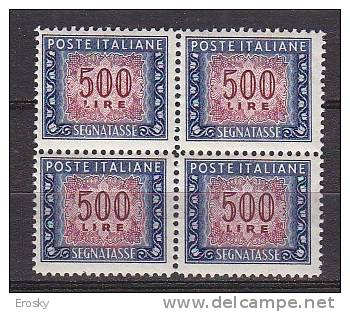 Y6388 - ITALIA TASSE Ss N°110 - ITALIE TAXE Yv N°78 ** Quartina Bloc - Impuestos