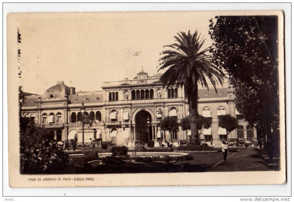 AMERICA ARGENTINA BUENOS AIRES THE GOVERMENT HOUSE AND THE MAYO SQUARE OLD POSTCARD 1928. - Argentina