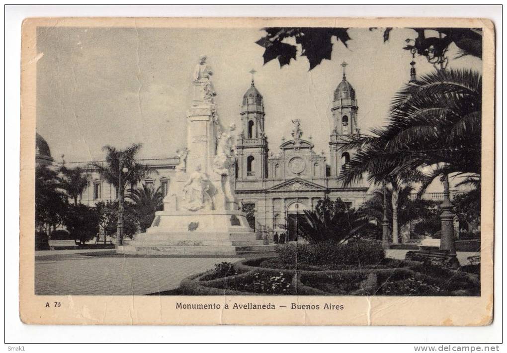 AMERICA ARGENTINA BUENOS AIRES THE MONUMENT AVELLANEDA Nr. 75 FOLDED OLD POSTCARD 1929. - Argentina