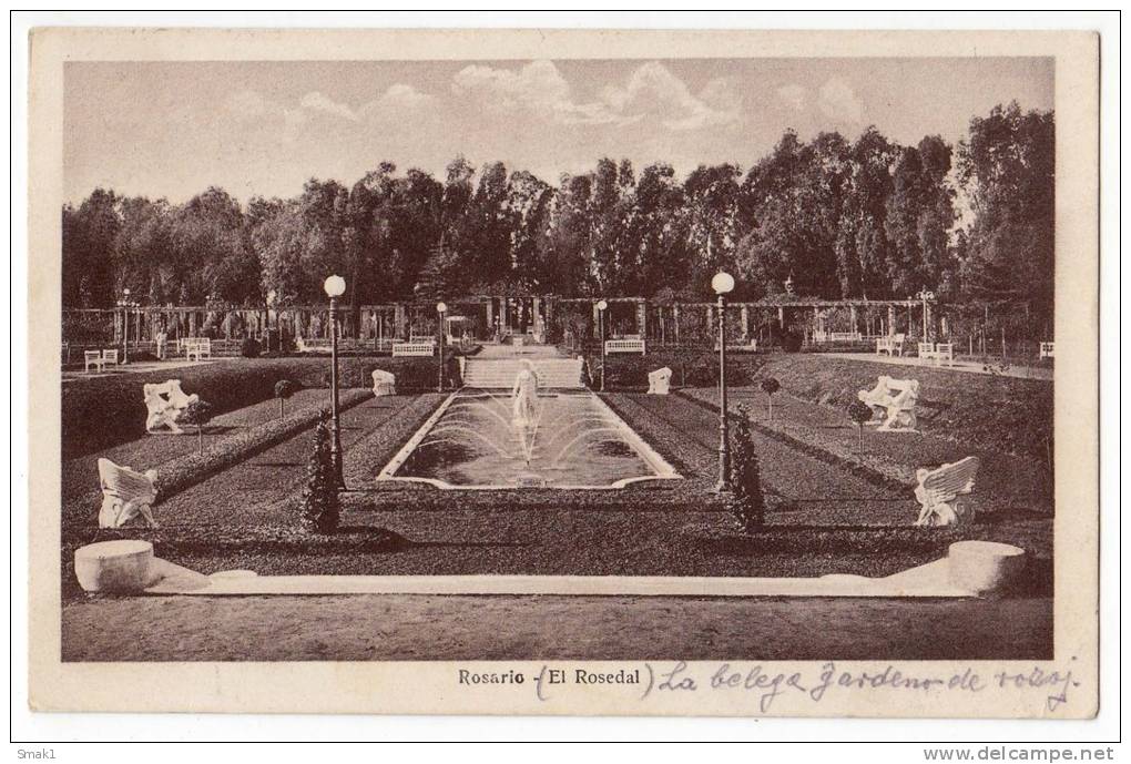 AMERICA ARGENTINA ROSARIO THE ROSE GARDEN OLD POSTCARD 1928. - Argentina