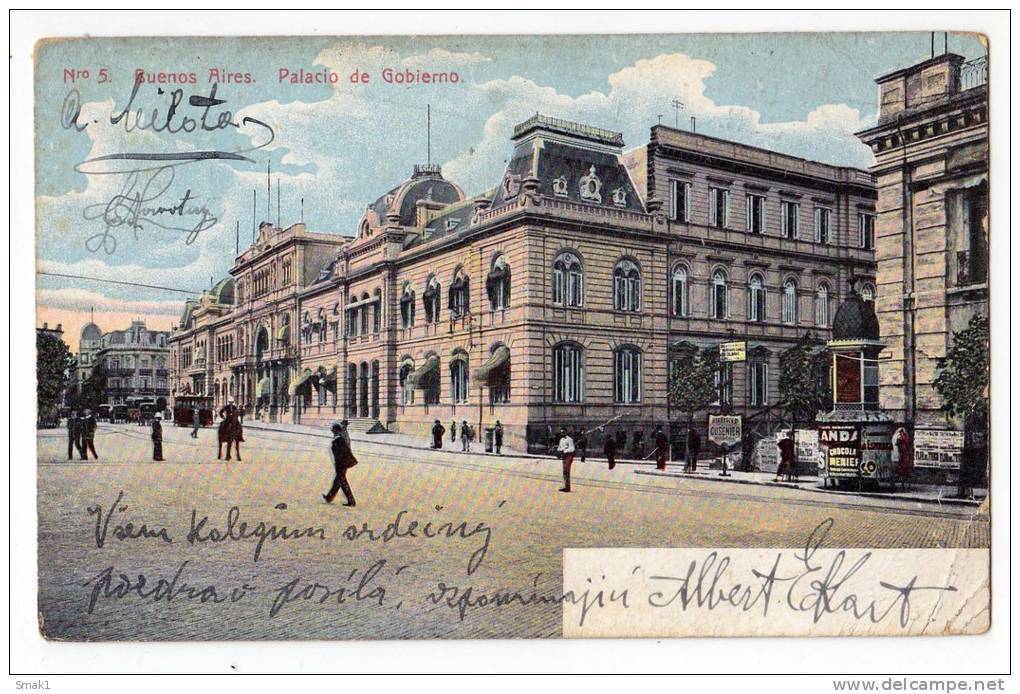 AMERICA ARGENTINA BUENOS AIRES THE GOVERMENT PALACE Nr. 5 OLD POSTCARD 1909. - Argentina