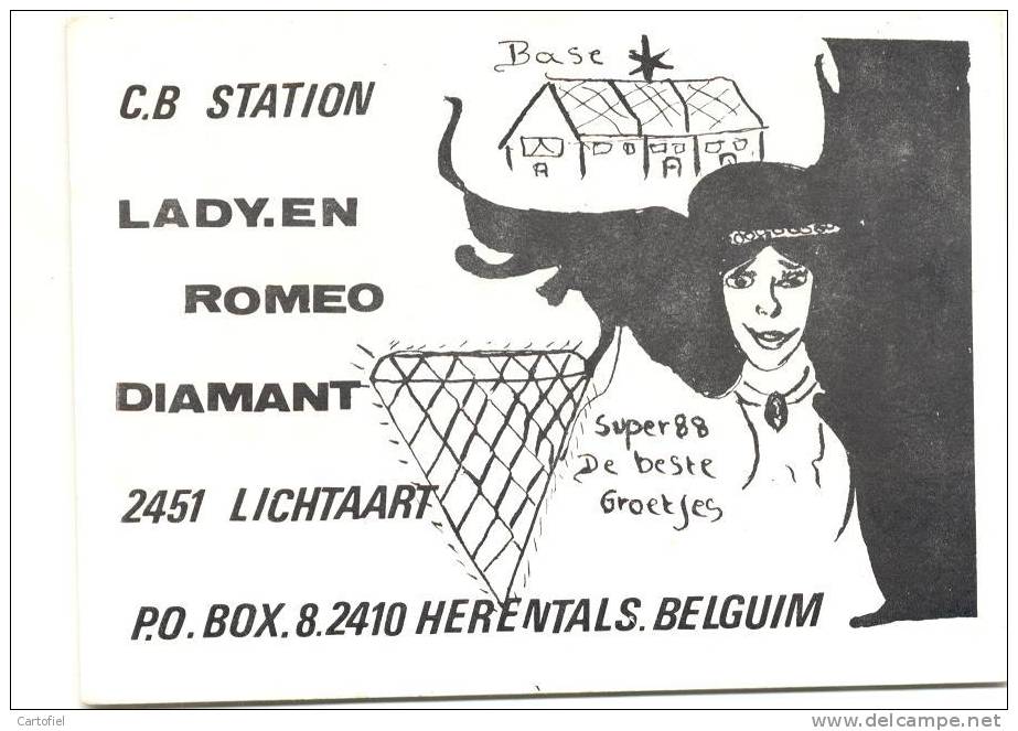 LICHTAART-C.B STATION-LADY. EN ROMEO DIAMANT-Q.S.L-KAART-ZIE 2 SCANS - Kasterlee