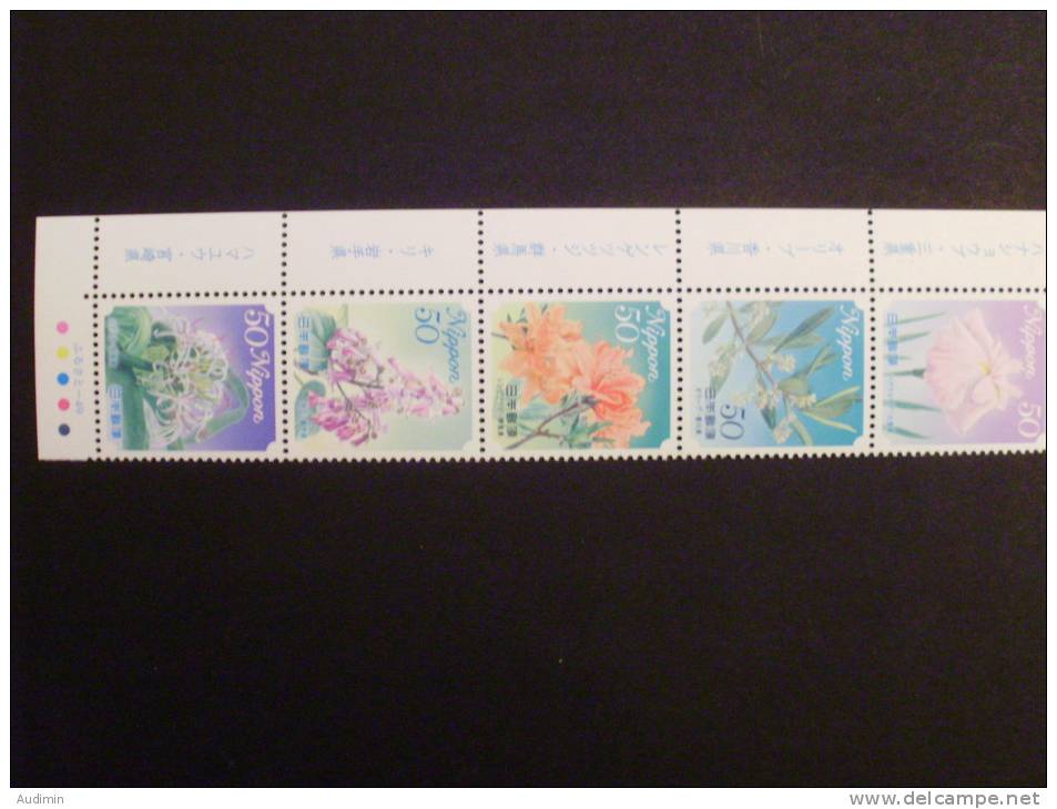 Japan 5242/51 ++ MNH 2 Fünferstreifen, Blumen Der Präfekturen (VIII) - Unused Stamps