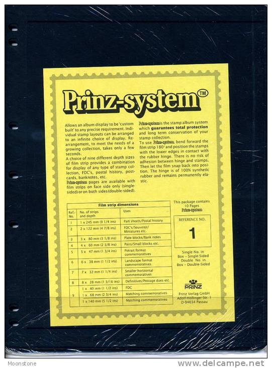 Prinz Single Side Stocksheets, 1 Strip Per Page, Pack Of 10 - Tarjetas De Almacenamiento