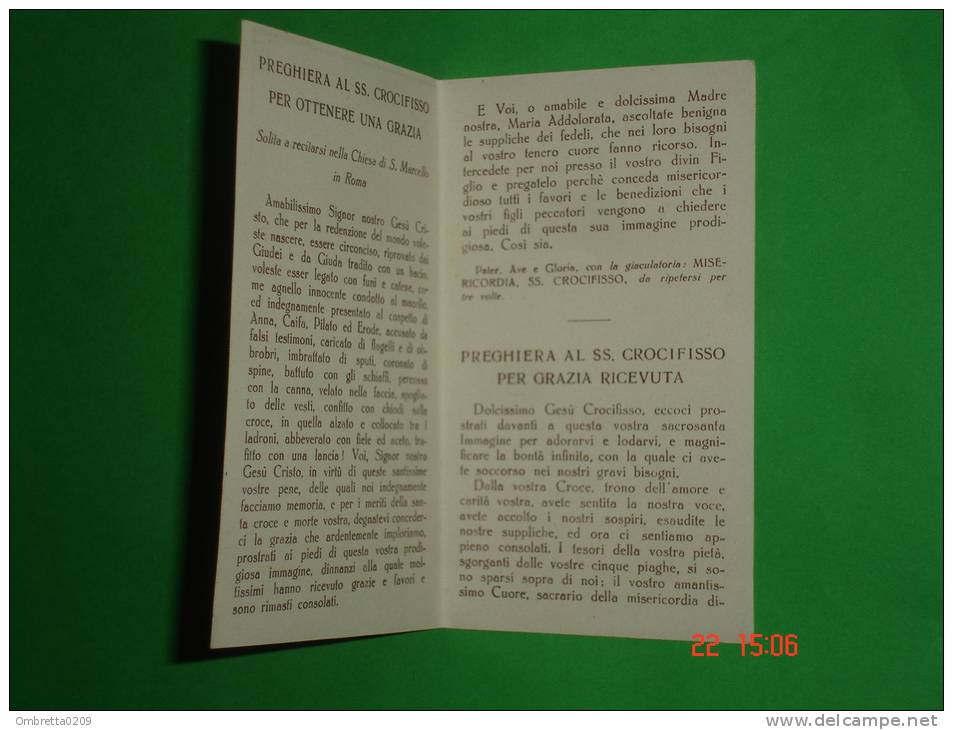 SS.CROCIFISSO Miracoloso - Chiesa S.MARCELLO In ROMA - Anno1947 Benedetta Da PADRE PIO - Santino Pezzini - Devotieprenten