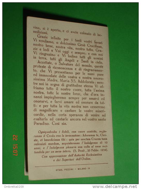 SS.CROCIFISSO Miracoloso - Chiesa S.MARCELLO In ROMA - Anno1947 Benedetta Da PADRE PIO - Santino Pezzini - Devotieprenten