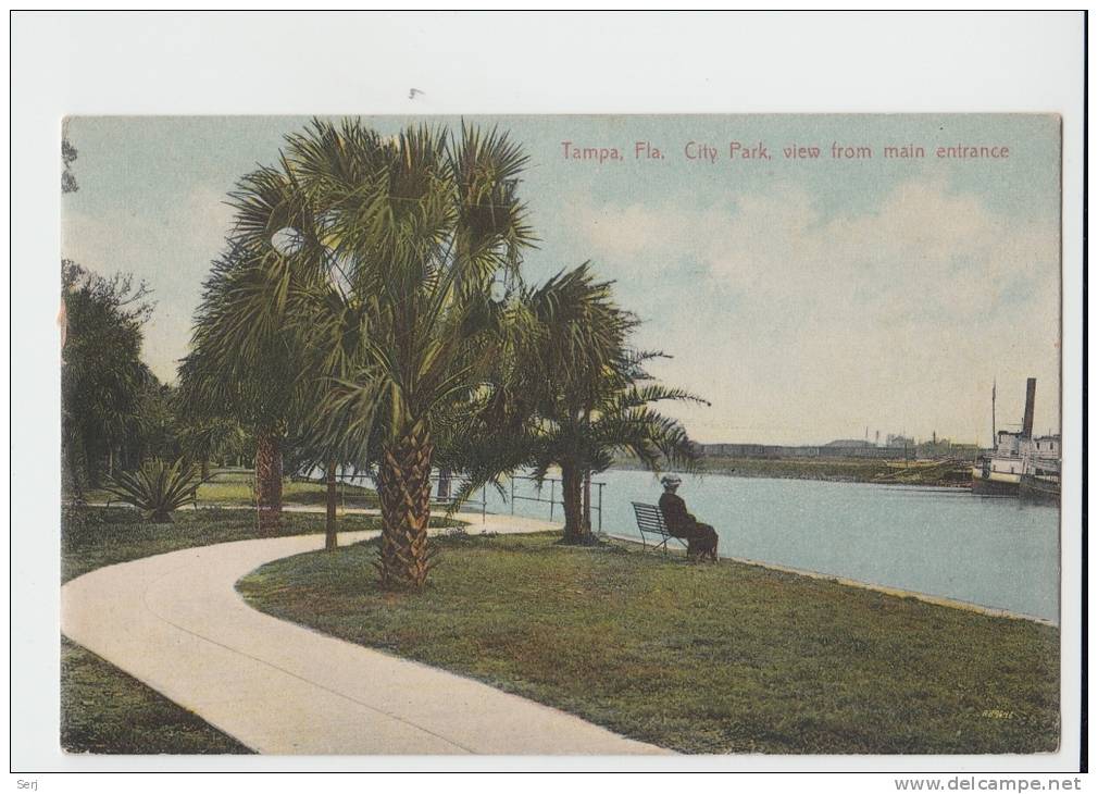 Tampa  Florida City Park View From Main Entrance  Old PC . USA - Tampa