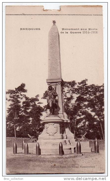 Maringues, Le Monument Aux Morts De La Guerre 1914-1918, éd. Grand Bazar Universel Denizot - Maringues