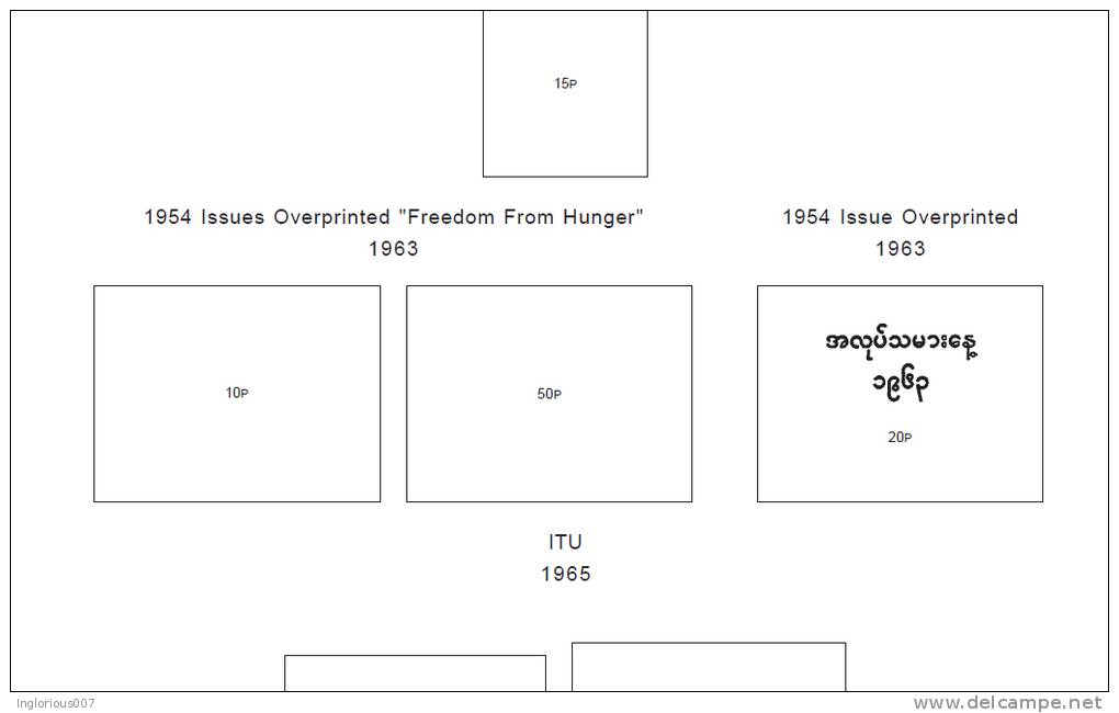 BURMA - MYANMAR STAMP ALBUM PAGES 1937-2011 (57 pages)