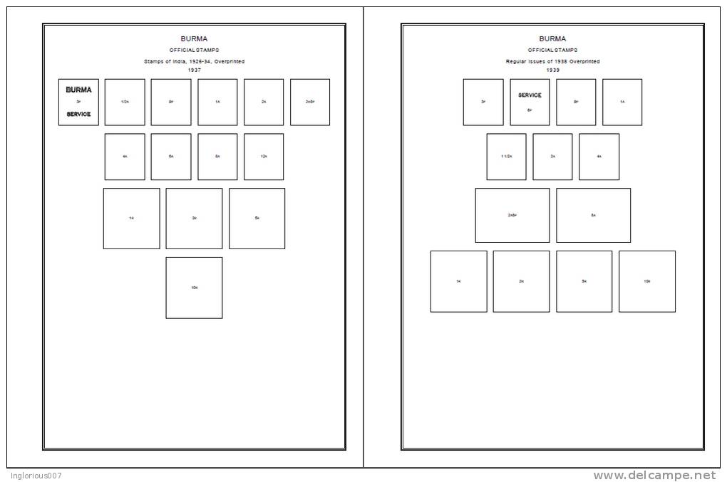 BURMA - MYANMAR STAMP ALBUM PAGES 1937-2011 (57 pages)