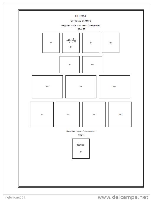 BURMA - MYANMAR STAMP ALBUM PAGES 1937-2011 (57 pages)
