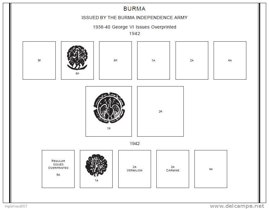BURMA - MYANMAR STAMP ALBUM PAGES 1937-2011 (57 pages)