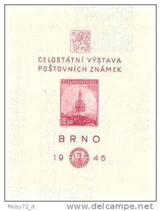 Cecoslovacchia - 1946 - Usato - Francobollo Su Francobollo - Mi Block 9 - Used Stamps