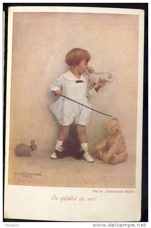 LITTLE GIRL  WITH  TEDDY BEAR - Other & Unclassified
