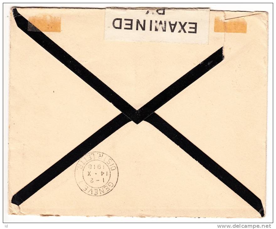 PALESTINE 1918 ARMY POST CANCEL + CENSOR COVER TO SWITZERLAND WITH CENSOR MARK - Palestina