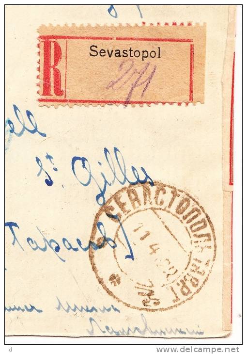 RUSSIA 1922 - REGISTERED COVER FROM SEVASTOPOL TO BELGIUM  - AMAZING FRANKING - Palestina