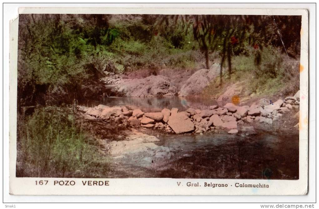 AMERICA ARGENTINA V. GRAL BELGRANO WELL GREEN CALAMUCHITA Nr. 167 DAMAGED CORNER OLD POSTCARD - Argentina