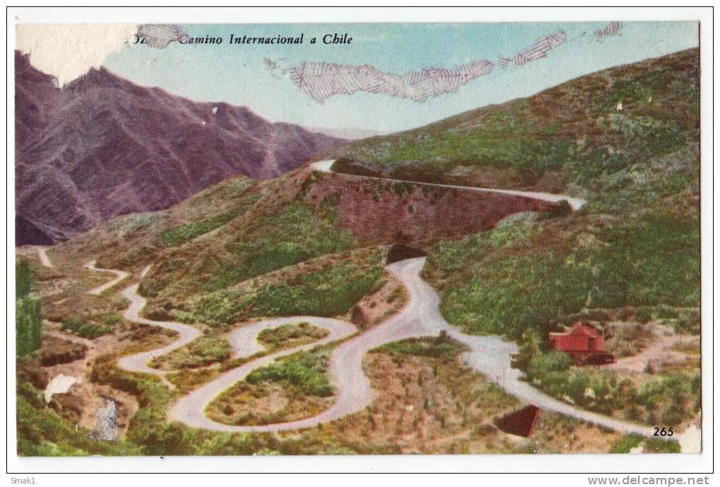 AMERICA ARGENTINA MENDOZA INTERNACIONAL ROAD TO CHILE DAMAGED AT FRONT OLD POSTCARD - Argentina