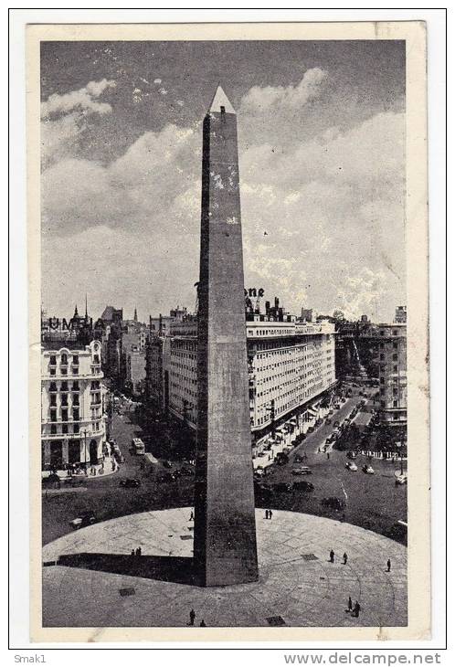 AMERICA ARGENTINA BUENOS AIRES THE OBELISK OLD POSTCARD 1958. - Argentinië