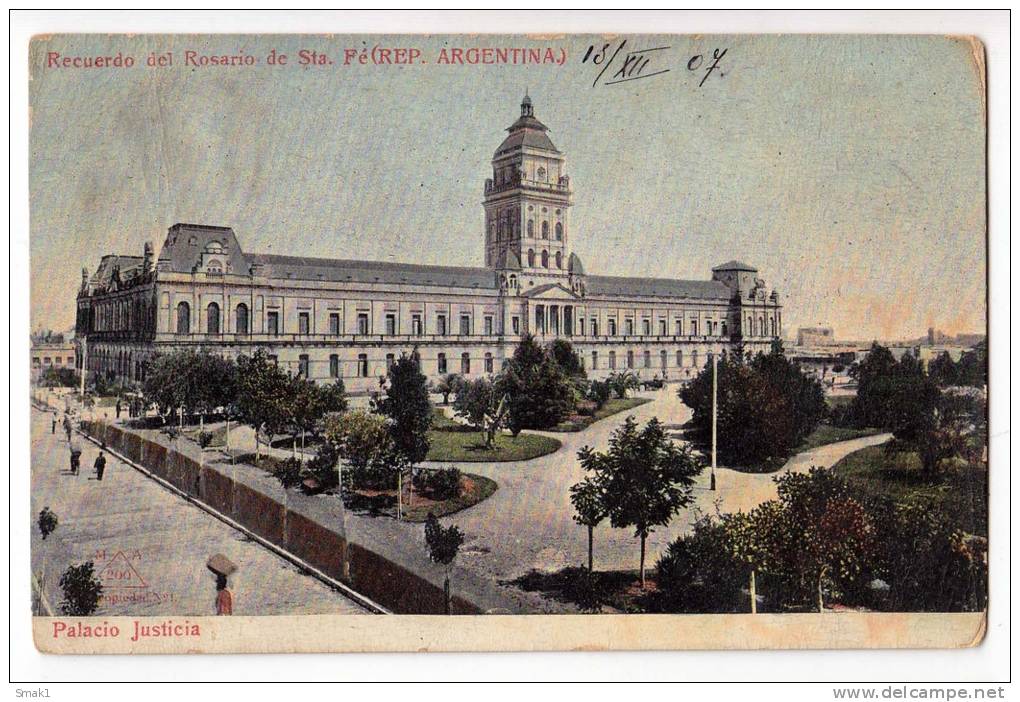 AMERICA ARGENTINA ROSARIO SANTA FE THE JUSTICE PALACE OLD POSTCARD 1907. - Argentina