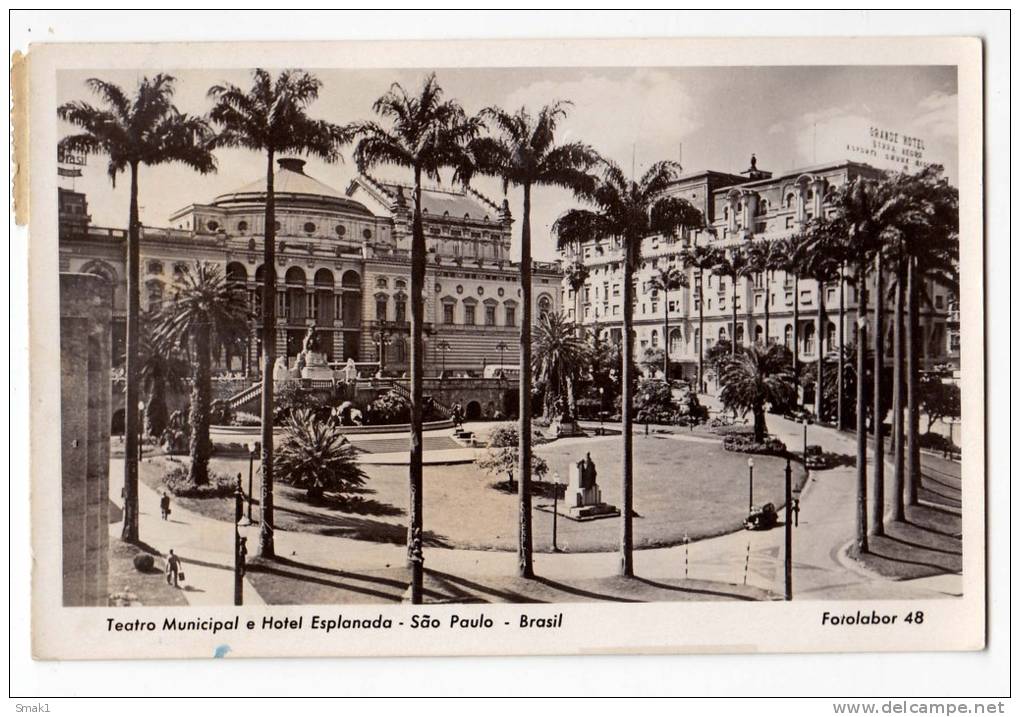 AMERICA BRAZIL SAO PAOLO THE CITY THEATRE AND HOTEL ESPLANADA Nr. 48 OLD POSTCARD - São Paulo