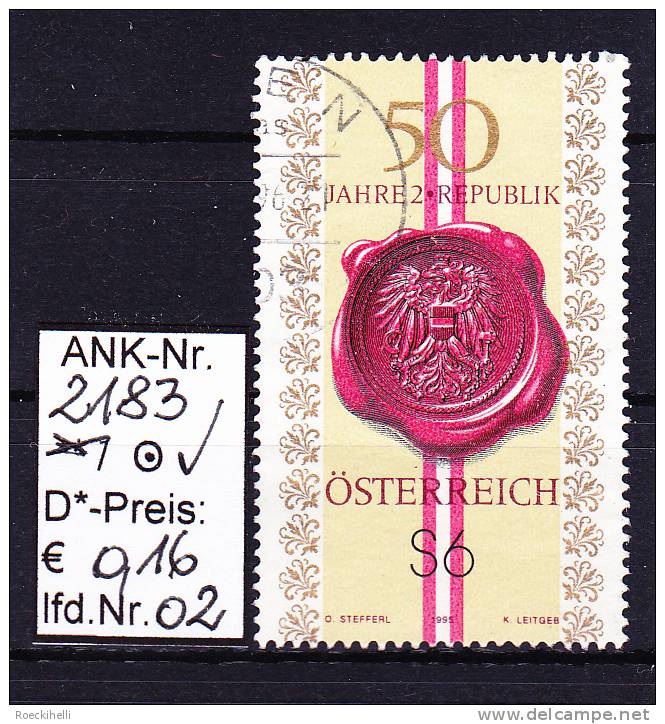 27.4.1995  -  SM  "50 Jahre Zweite Republik"   -   O  Gestempelt -  Siehe Scan  (2183o 01-10) - Used Stamps