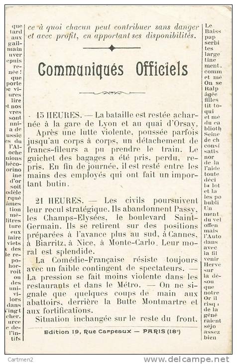 COMMUNIQUES OFFICIELS LA MANIFESTATON DE PARIS GARE DE LYON QUAI D'ORSAY JOURNAL PRESSE EVENEMTN POLITIQUE - Manifestazioni