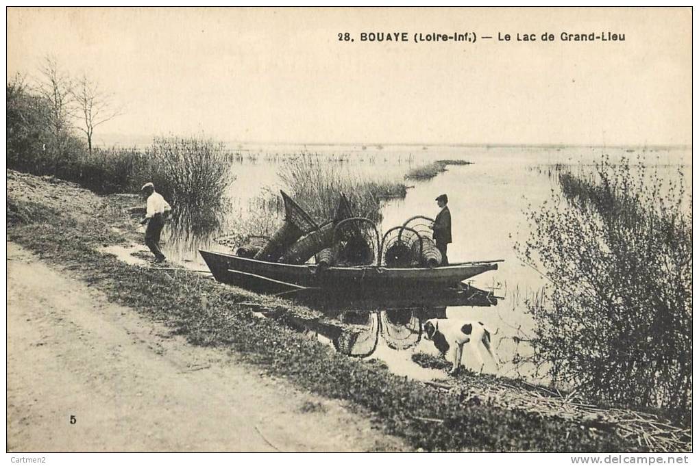 BOUAYE LE LAC DE GRAND-LEU PECHEURS PECHE 44 - Bouaye