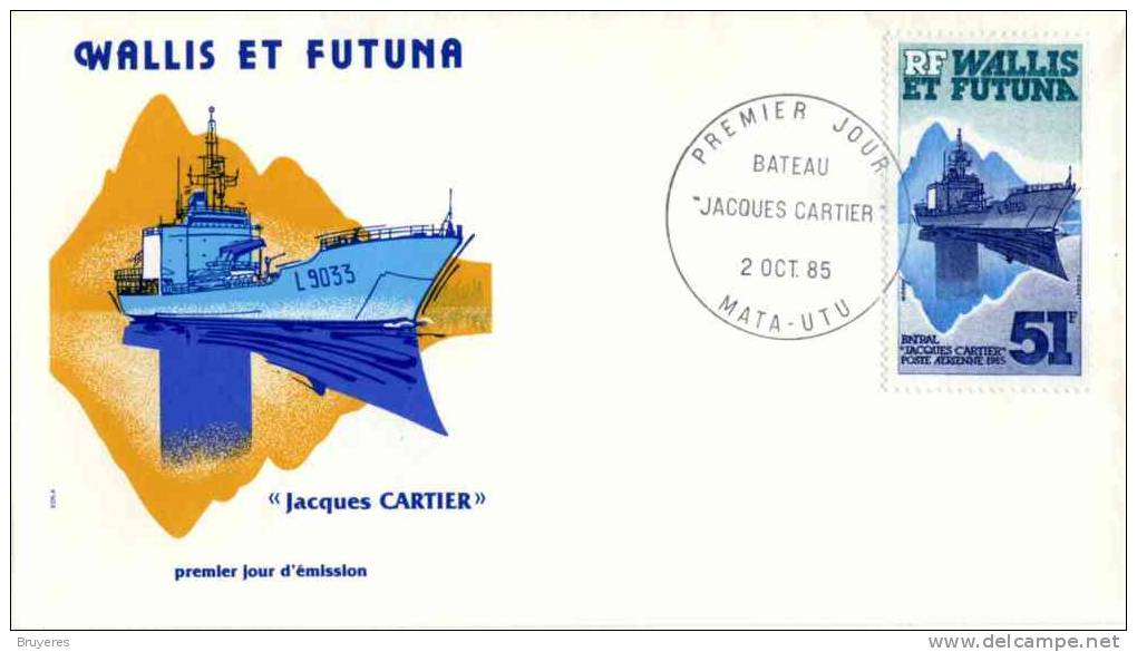 Env. PJ Avec Timbre "Bateau Jacques Cartier" Oblt.  PJ  Mata-Utu 02 Oct. 85 - FDC