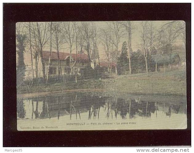 95 Montsoult Parc Du Chateau La Pièce D'eau édit. Laroche Couleur Toilée , Cachet Infanterie Territoriale  Au Dos - Montsoult