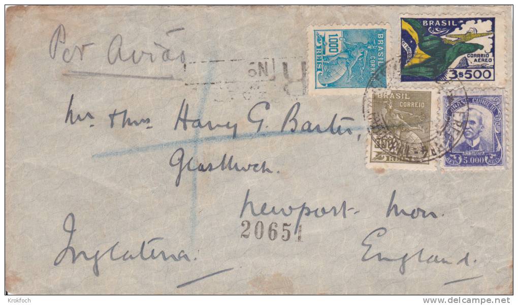 Brasil - Air Mail Registered Letter - Lettre Brief Avion - Gebraucht