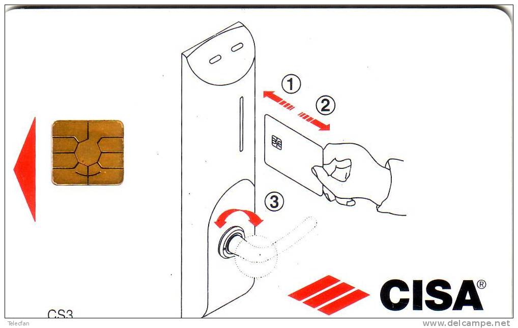 FRANCE CARTE A PUCE CHIP CARD CLE HOTEL KEY CISA CS3 GEM2 LOGO MORENO VERSO UT RARE - Hotel Key Cards