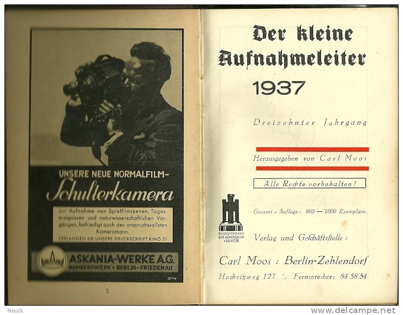 Der Kleine Aufnahmeleiter 1937 - Carl Moos - Film - Theater - Verzeichnis - Cine