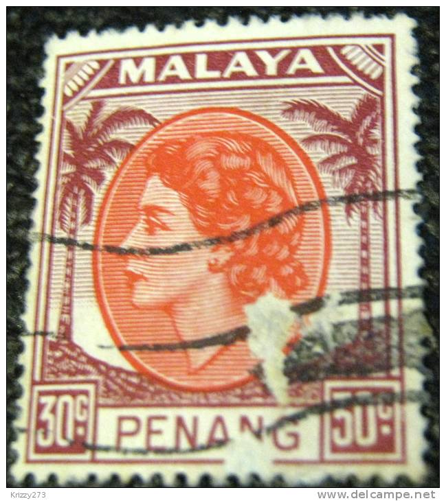 Penang 1954 Queen Elizabeth II 30c - Used - Penang