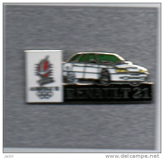 Pin´s  Automobiles  Renault   21  Blanche, Flan  Vierge, Sport  J.O  ALBERTVILLE  1992 - Renault