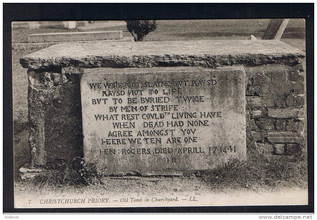 RB 907 - Early LL L.L. Postcard - Old Tomb In Churchyard - Christchurch Proiry - Dorset - Ex Hampshire - Bournemouth (until 1972)