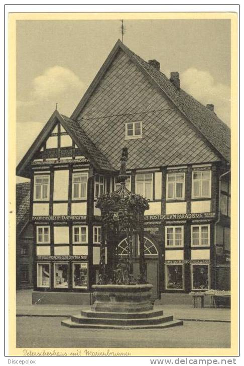 G1585 Springe Am Deister - Peterscheshaus Mit Marienbrunnen - Old Mini Card / Viaggiata 1955 - Springe