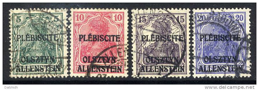 ALLENSTEIN 1920 (April) 5Pfg - 20 Pfg Used.  Michel 1,2,3,5 - Other & Unclassified