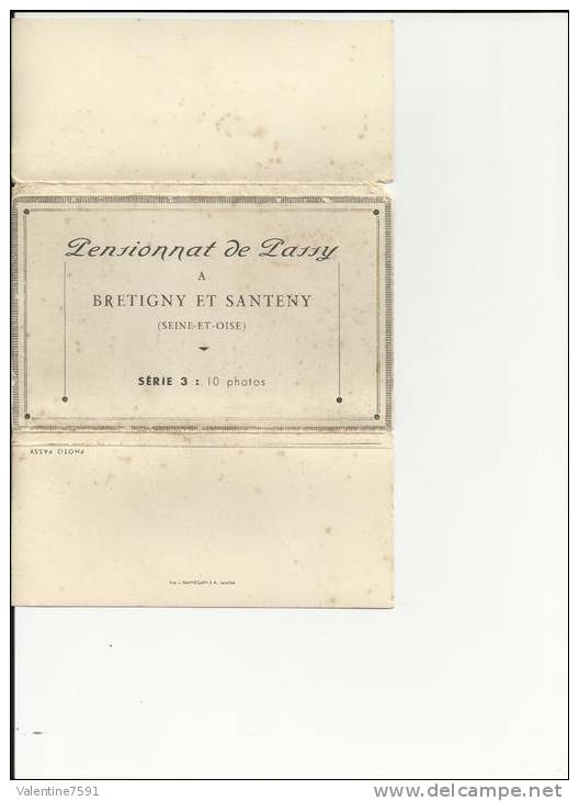 RARE  -  CARNET DE 10 PHOTOS DU PENSIONNAT DE PASSY A  SANTENY-val De Marne -voir Petit Historique - Santeny