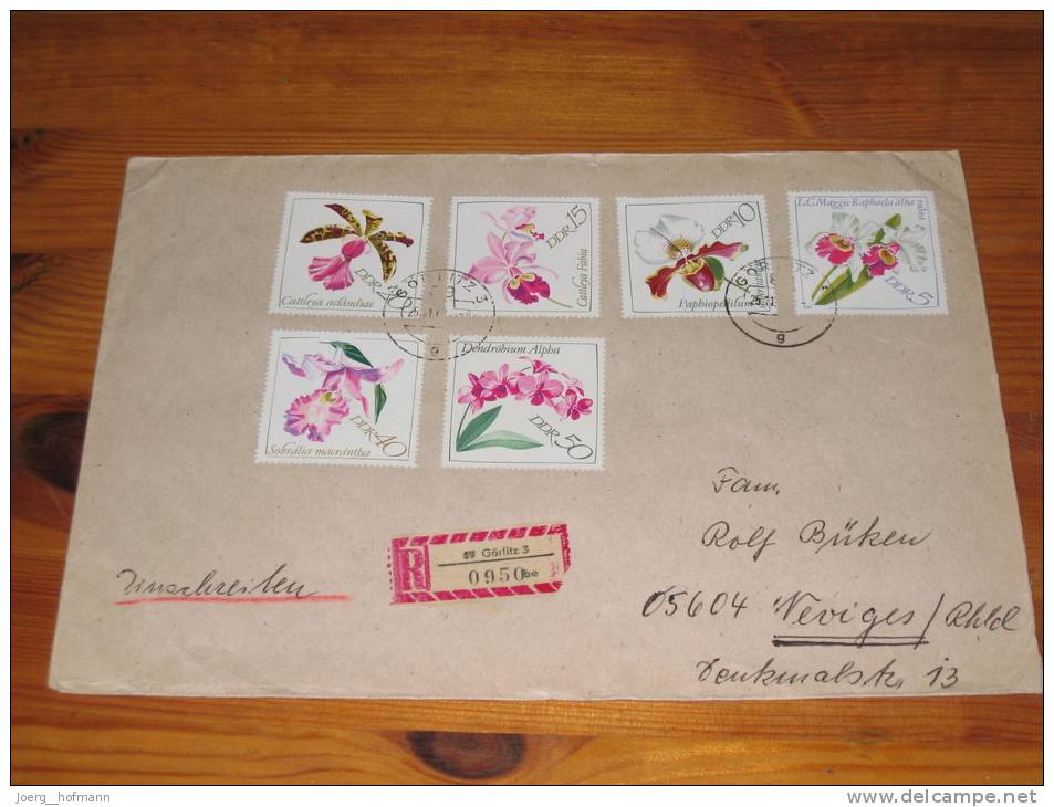 Brief Cover DDR Deutschland Satzbrief Einschreiben Görlitz - Neviges Orchideen Blume Blumen Flower Flowers 1968 - Briefe U. Dokumente