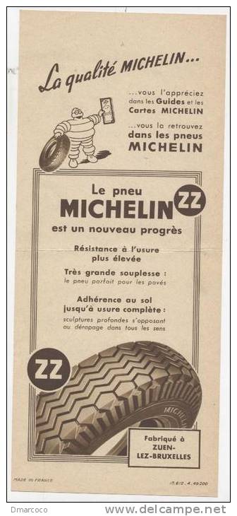 Pneu Michelin (Document Publicitaire) Francais / Neerlandais - Publicités